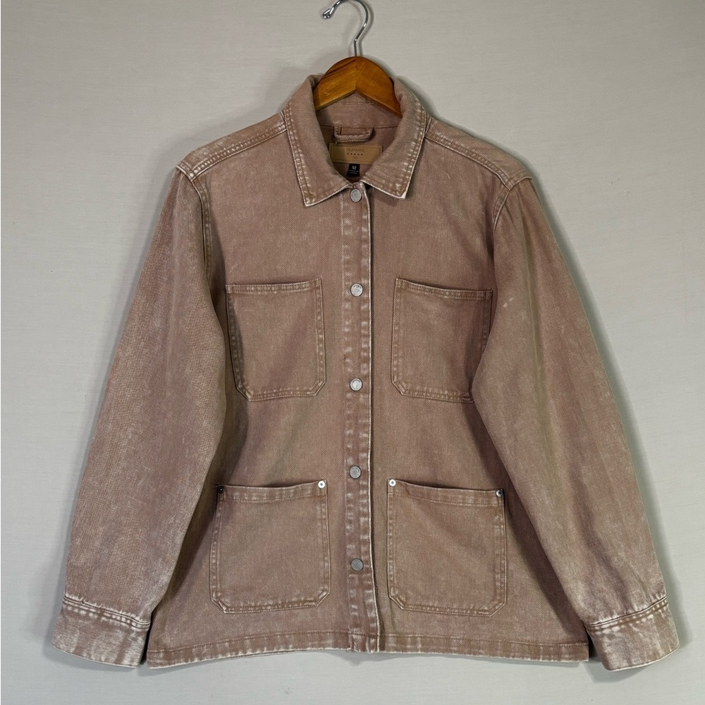 BLANKNYC Washed Tan Utility Jacket Women’s Medium Button Front Cotton Shacket